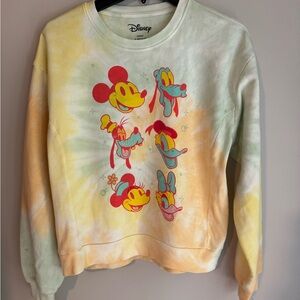Disney Pastel Tie-Dye Mickey & Friends Sweater Lightweight Super Soft Fabric XL
